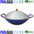 Customize Cast Iron Wok with Wooden Lid